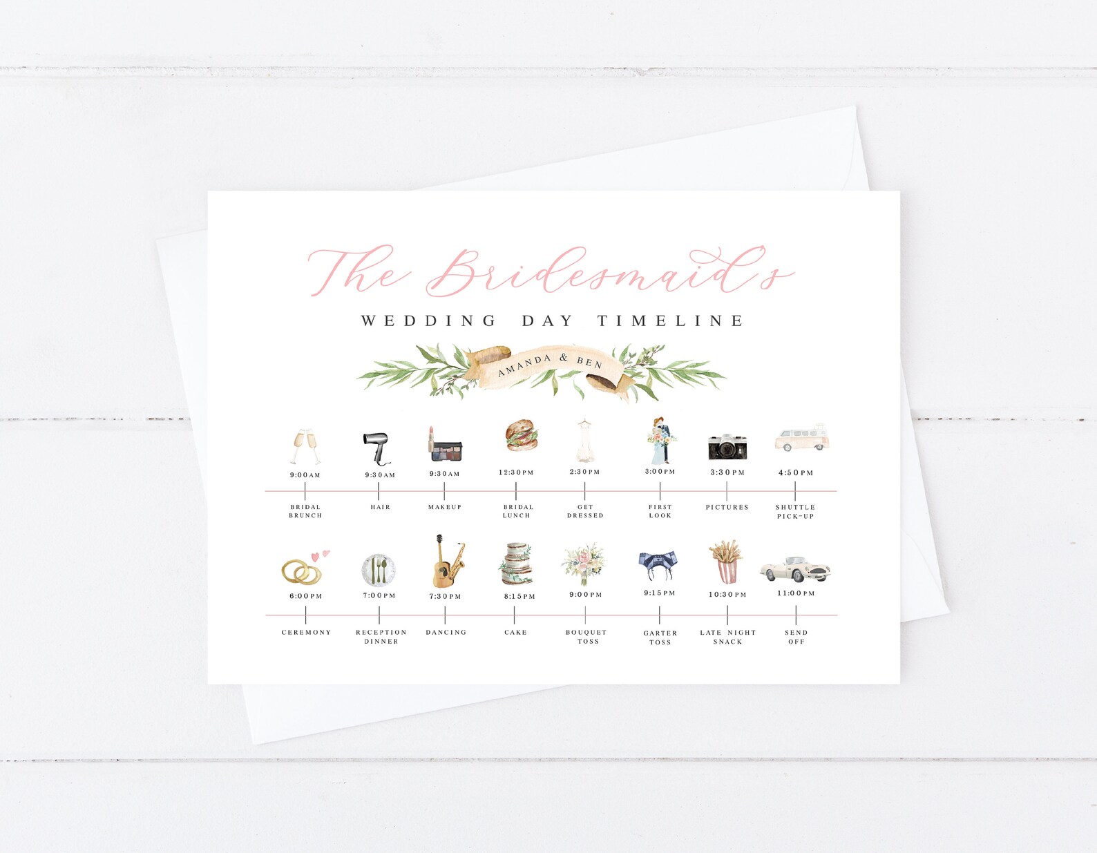 Bridesmaid Wedding Day Timeline Custom Itinerary Etsy