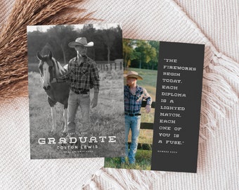 Senior Graduation Announcement | 2023 Graduation Card | Western Graduation Invitation | Graduate Card | Printable | Prints | Boys | Guys