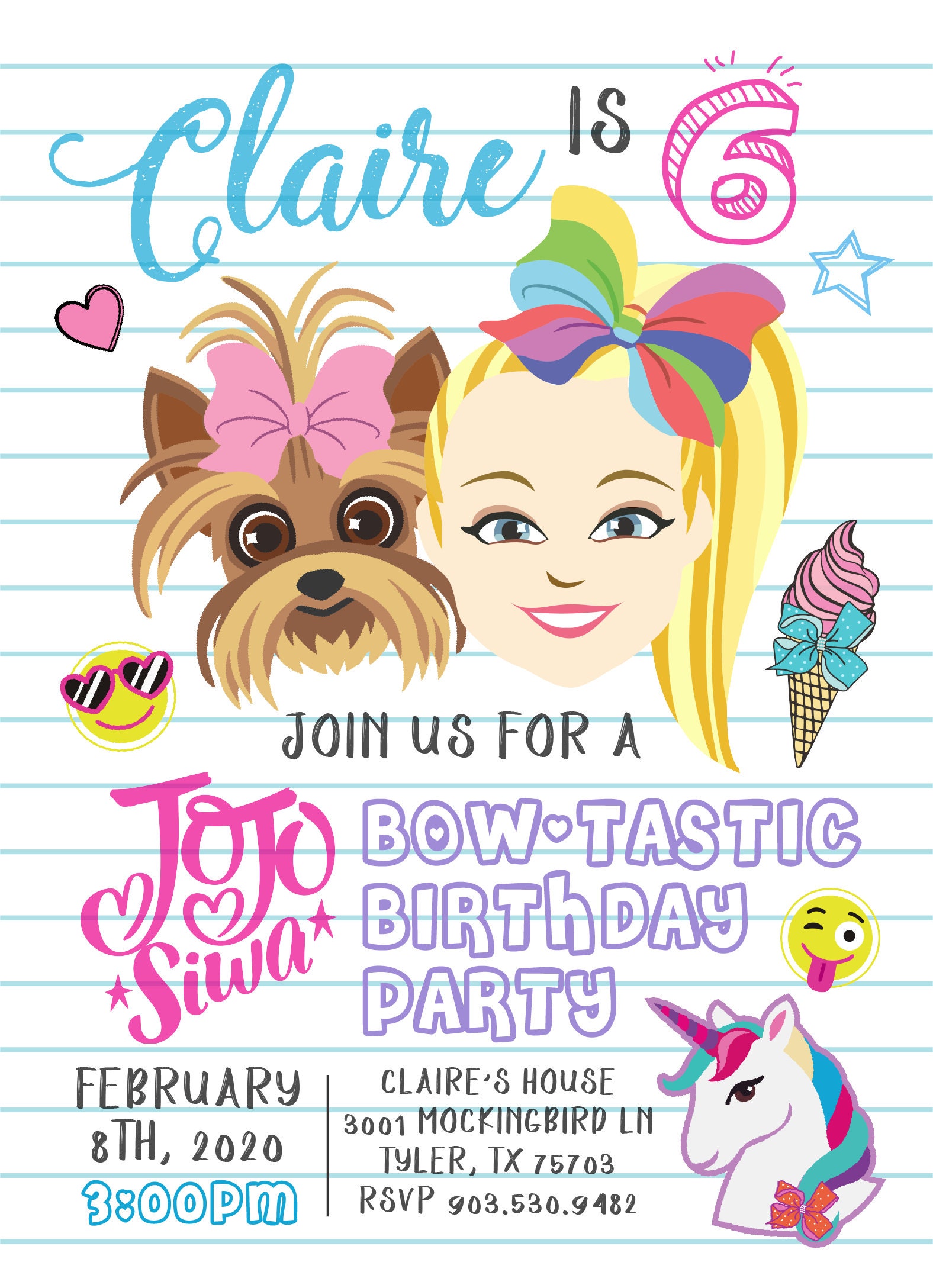 Jojo Siwa Birthday Invitation | Jo Jo Siwa Birthday | Jojo Siwa Party | Girls Birthday Invitation | Template | Printable | DIY or PRINTS - Etsy jojo-siwa-birthday-invitation-jo-jo-siwa-birthday-jojo-siwa-party-girls-birthday-invitation-template-printable-diy-or-prints-etsy