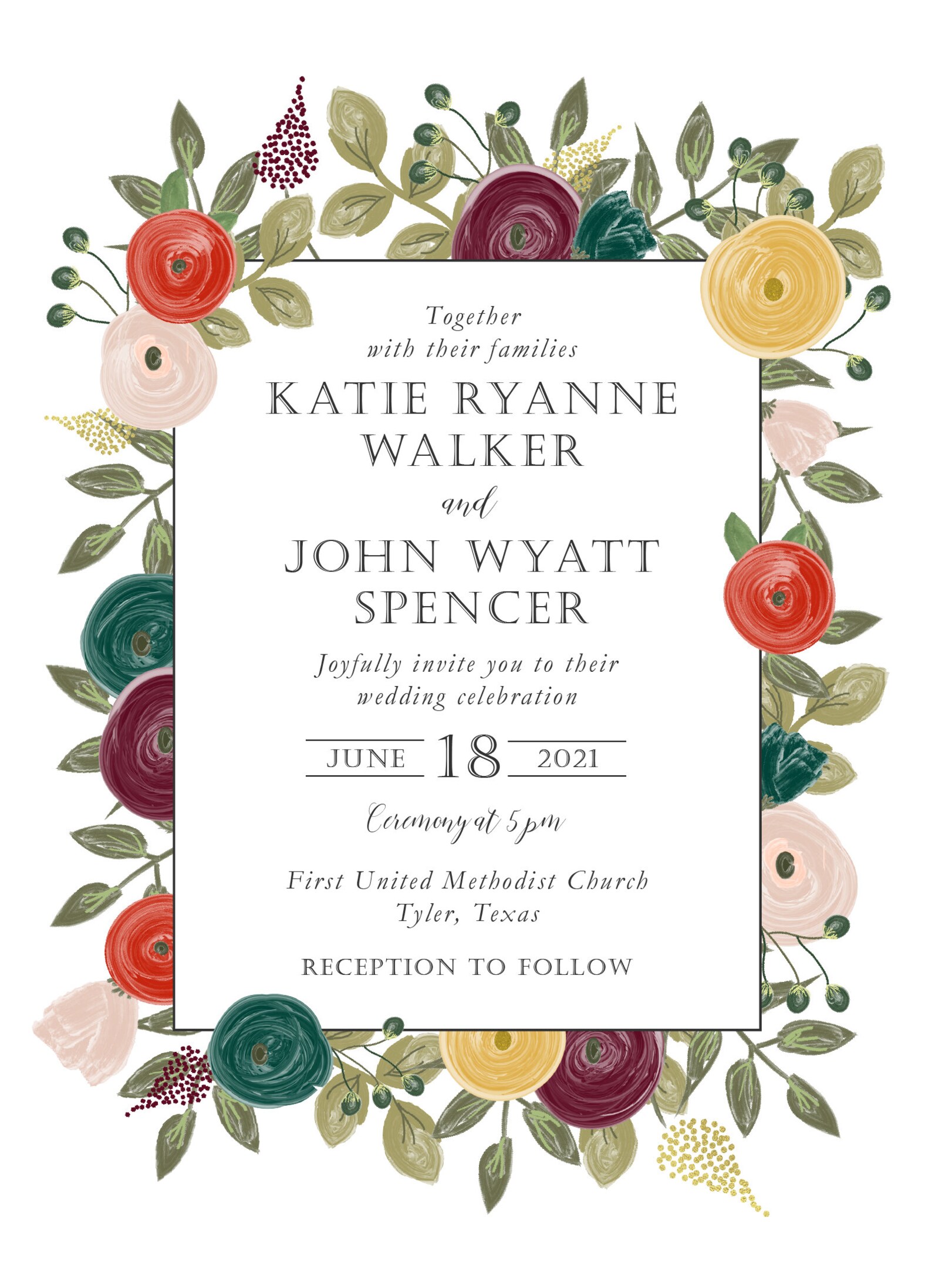 Jewel Tone Wedding Invitations Floral Wedding Invitations - Etsy