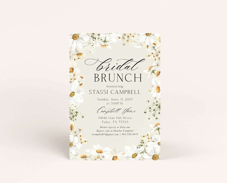 Daisy Bridal Shower Invitation Wildflower Invitation Floral Bridal Shower Daisies Digital Prints Spring image 2