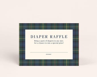 Diaper Raffle Card, Plaid Baby Shower