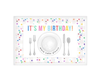 11x17 Reversible Laminated Placemat | BIRTHDAY Placemat | Confetti Birthday Placemat