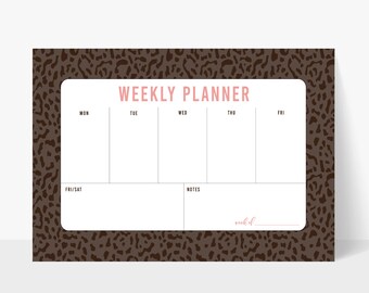 Custom Weekly Planner Notepad | Leopard Planner | Weekly Planner | Cheetah | Tearaway Notepad | 11x17 | Desk Planner | Office Supplies