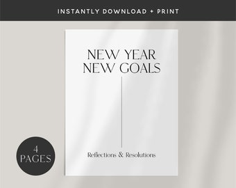 New Year Resolutions and Reflections | INSTANT DOWNLOAD | Goals | New Year Planner | Printable
