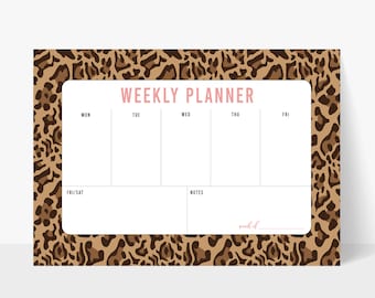 Custom Weekly Planner Notepad | Leopard Planner | Weekly Planner | Personalized | Tearaway Notepad | 11x17 | Desk Planner | Office Supplies