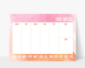 Custom Weekly Planner Notepad | Watercolor Planner | Weekly Planner |  Tearaway Notepad | 11x17 | Desk Planner | Office Supplies