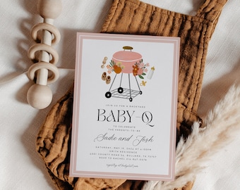Baby-Q Couples Baby Shower Invitation, Grill, Spring, Summer, Baby Shower Barbecue