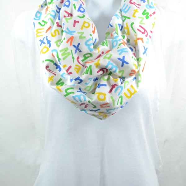 Letter Infinity Scarf - 100% Cotton - Pre-washed Pre-shrunk - Handmade - Great Gift for Teachers! - Holidays - Easy Care