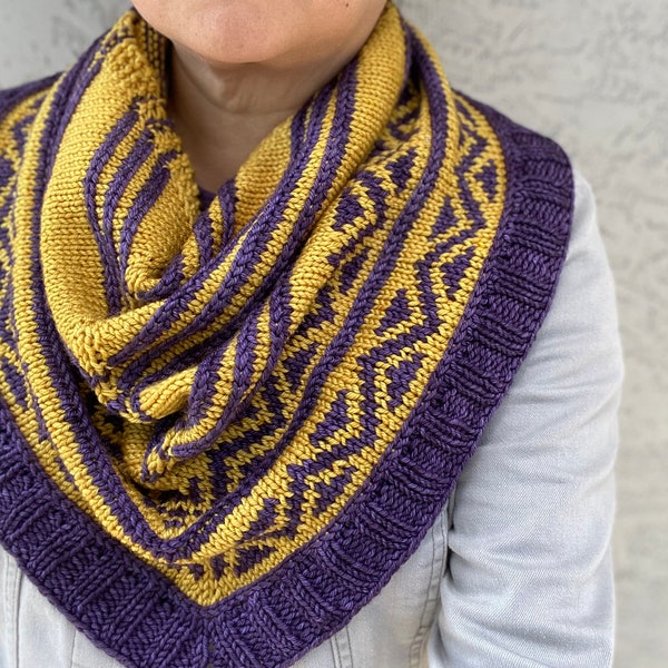 Hill Country Cowl Knitting Kit | Designed by Francoise Danoy | SW Merino | Hand Dyed Worsted Weight Yarn | 100% Superwash Merino Wool