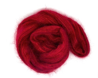 Brushed Kid Mohair Silk Yarn in Lace Weight in Deep Red | 50 g 459 yds | Semi Solid Mohair Yarn | Tapestry Weaving Yarn | Love Song