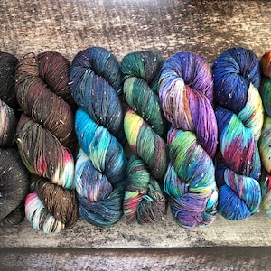 Galaxy Collection Full Skein Set | Fingering 7 Skeins 100g 438 yd Each | Total 700g 3,066 yd  | Fade Set | SW Merino Wool Nylon | Donegal