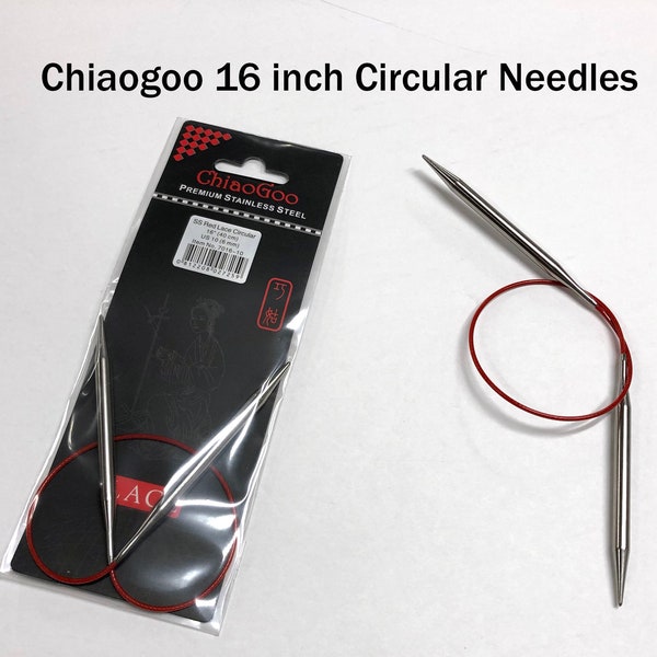 Chiaogoo Red Lace Circular Knitting Needles | 16 Inch Circular Needles | Metal Stainless Steel Needles