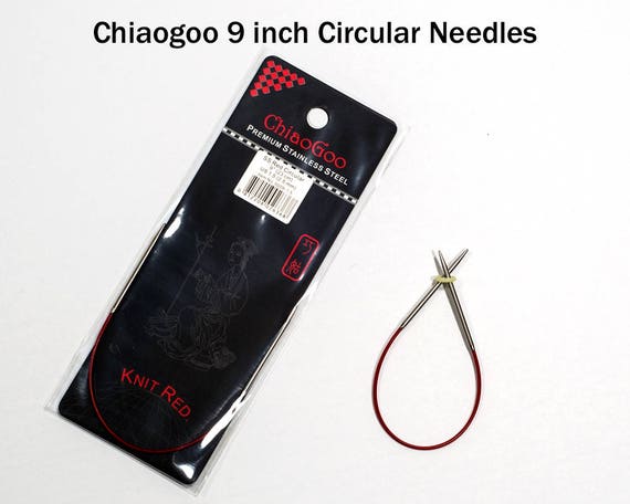Chiaogoo Needles | Circular Knitting Needles | 9 Inch Circular Needles | Metal Sock Knitting Needles | Red Stainless Steel Needles