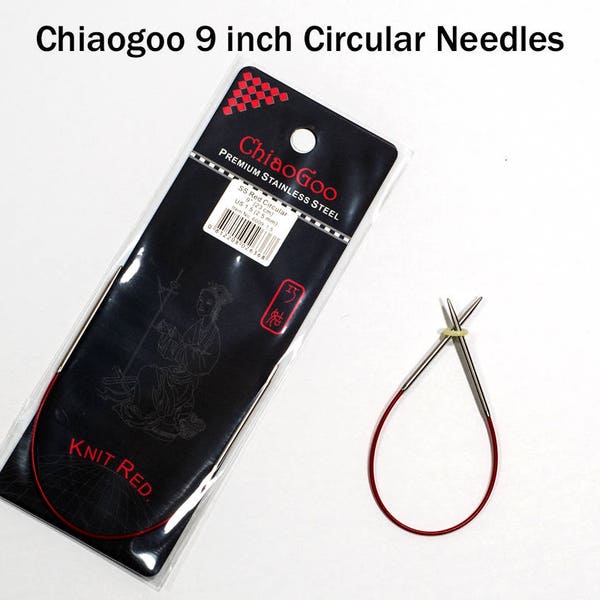 Chiaogoo Needles | Circular Knitting Needles | 9 Inch Circular Needles | Metal Sock Knitting Needles | Red Stainless Steel Needles