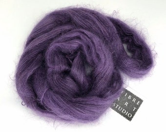 Brushed Kid Mohair Silk Yarn in Lace Weight in Purple | 50 g 459 yds | Semi Solid Mohair Yarn | Tapestry Weaving Yarn | Antique Violet