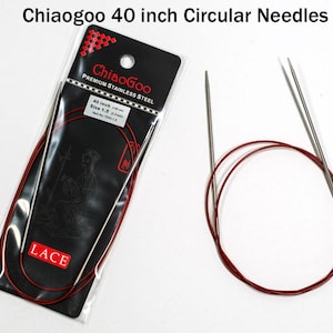 Chiaogoo Red Lace Circular Knitting Needles | 40 Inch Circular Needles | Magic Loop Sock Knitting Needles | Metal Stainless Steel Needles
