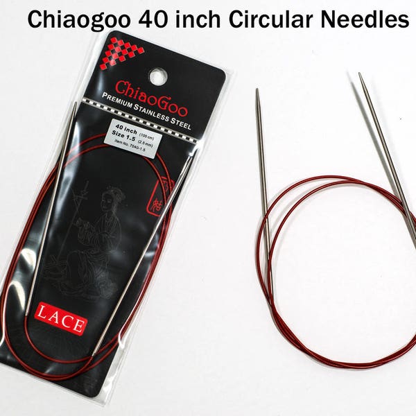 Chiaogoo Red Lace Circular Knitting Needles | 40 Inch Circular Needles | Magic Loop Sock Knitting Needles | Metal Stainless Steel Needles