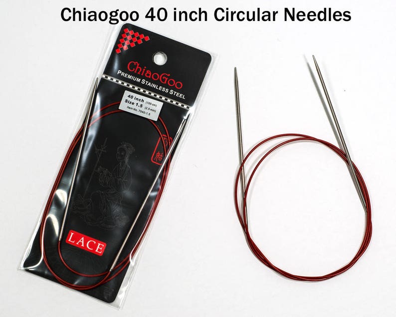 Chiaogoo Red Lace Circular Knitting Needles 40 Inch Circular Needles Magic Loop Sock Knitting Needles Metal Stainless Steel Needles image 1