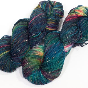 Donegal Fingering 100g 438 yd Variegated Tweed Yarn Navy Rainbow Colors Superwash Merino Wool Nylon Galaxy And the Winner Is... image 4