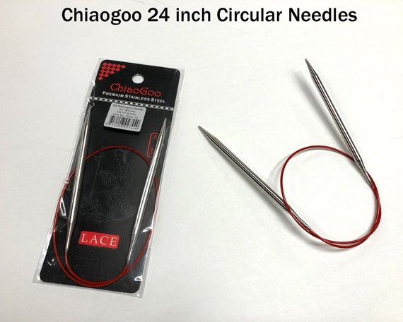 Chiaogoo Red Lace Circular Knitting Needles | 24 Inch Circular Needles |  Metal Stainless Steel Needles
