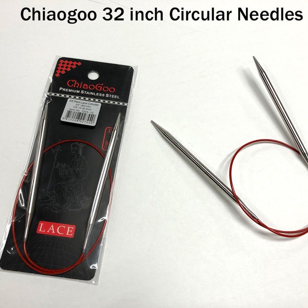 Chiaogoo Red Lace Circular Knitting Needles | 32 Inch Circular Needles | Metal Stainless Steel Needles