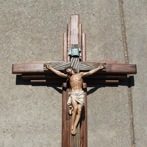 Walnut 24&quot; wooden cross with Crucifix (oil rubbed) | Handcrafted Cross - Christian Religious Wall Art Decor - Walnut Cross | Cross #90