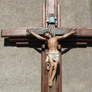 Walnut 40&quot; wooden cross with Crucifix (oil rubbed) | Handcrafted Cross - Christian Religious Wall Art Decor - Walnut Cross | Cross #67