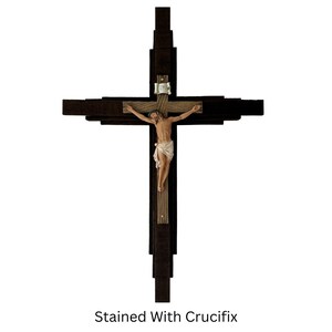 24" 3D Wooden Crucifix Cross – Handcrafted from Reclaimed Oak (Natural or Dark Stain) – Christian Wall Art, Handmade in Tennessee 画像 3
