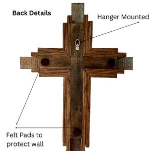 24" 3D Wooden Crucifix Cross – Handcrafted from Reclaimed Oak (Natural or Dark Stain) – Christian Wall Art, Handmade in Tennessee 画像 6