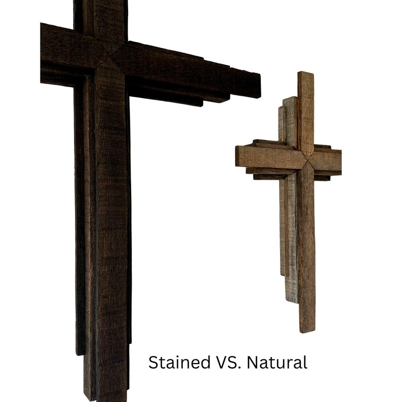 24" 3D Wooden Crucifix Cross – Handcrafted from Reclaimed Oak (Natural or Dark Stain) – Christian Wall Art, Handmade in Tennessee 画像 5
