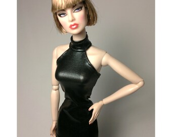 Dolls dress for FR,Silkstone, all barbie doll - Halter Neck-Black No.744