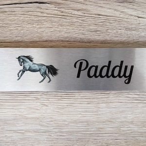 HORSE NAME / STABLE Sign in Brushed Silver, Gold or White Metal Add Your Own Text image 4