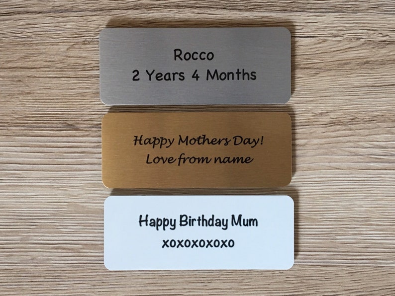 ADD TEXT to MINI Custom Made Metal Signs for House or Office in Gold, Silver or White: Packs of Two image 5