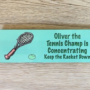 Custom-Made Personalised Children&#39;s Room Sign, Name Door Plaque: Tennis Champ