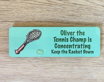 Custom-Made Personalised Children's Room Sign, Name Door Plaque: Tennis Champ