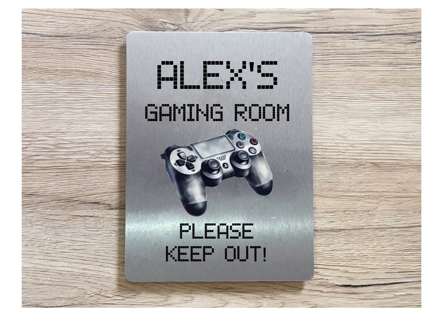 GAMING Personalised Sign Silver, Gold or White Metal Custom-Made Games Room Door Plaque