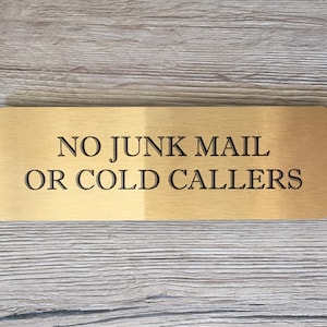 VITAL SIGNS for Home or Office: No Junk Mail or Cold Callers, Flyers or Newspapers Silver, White or Gold Metal Plaques