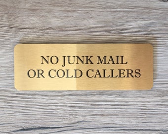 VITAL SIGNS for Home or Office: No Junk Mail or Cold Callers, Flyers or Newspapers Silver, White or Gold Metal Plaques