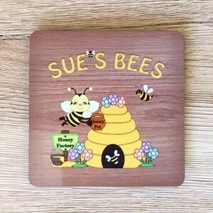 Bee Sign: Personalised Wood Effect Metal Plaque for all Beekeepers image 5