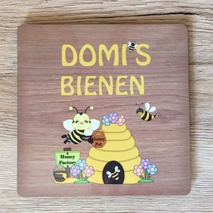 Bee Sign: Personalised Wood Effect Metal Plaque for all Beekeepers image 10