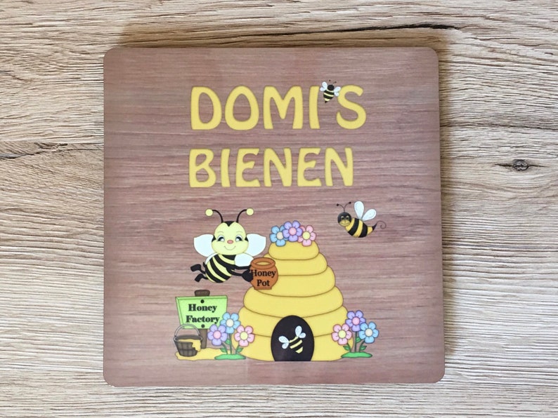 Bee Sign: Personalised Wood Effect Metal Plaque for all Beekeepers image 10