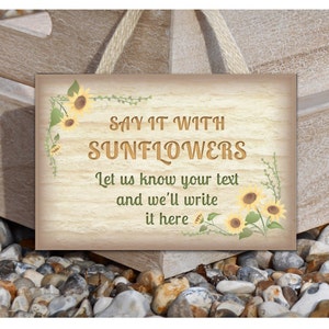 ADD TEXT to Sunflower Personalised Custom Made Sign Door Plaque: Vintage  Design in Metal or Wood
