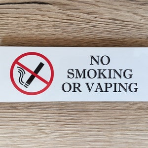 No Smoking or Vaping Sign in Brushed Silver, Gold or White Metal image 4