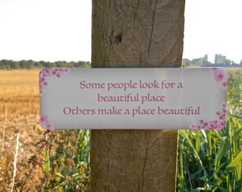 ADD TEXT to our Cherry Blossom SIGN Personalised Custom Made Sign Door Plaque in Metal
