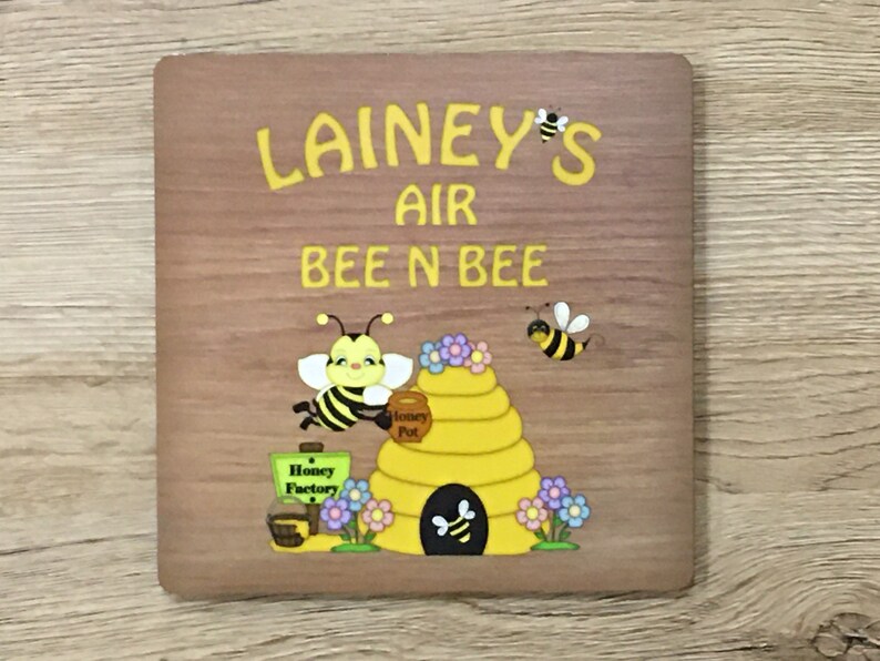 Bee Sign: Personalised Wood Effect Metal Plaque for all Beekeepers image 8