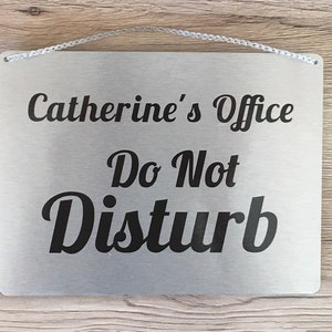 Do Not Disturb / Come In / Please Knock REVERSIBLE Personalized Custom Made Brushed Silver, Gold or White Hanging Signs