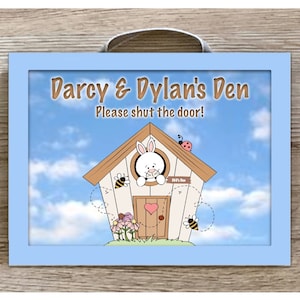 BUNNY custom made SIGN: Rabbit Hutch Metal or Wood Personalised Plaque