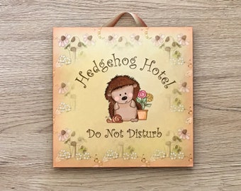 HEDGEHOG HOTEL Do Not Disturb Wood or Metal Sign with Add Your Own Text Option