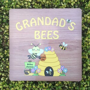 Bee Sign: Personalised Wood Effect Metal Plaque for all Beekeepers image 9